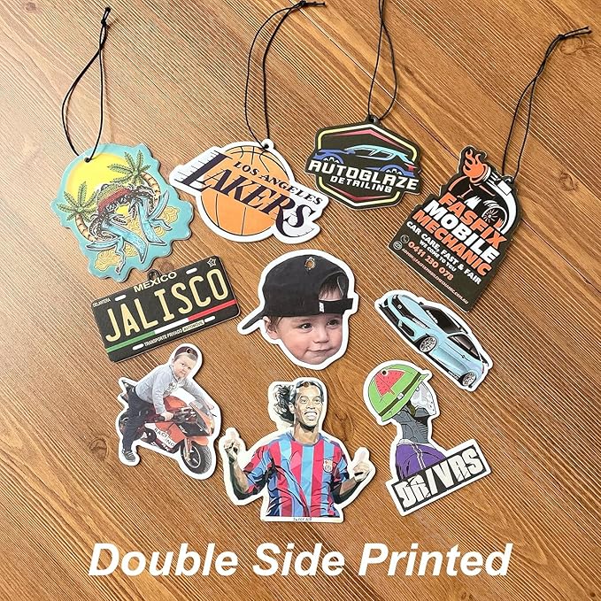 6Pcs Custom Air Fresheners with Picture - Double Sided Print Personalized Car Air Freshener with Logo Personalized Gifts for Valentine's, Car Charms for Rear View Mirror. (6pcs-Crop)