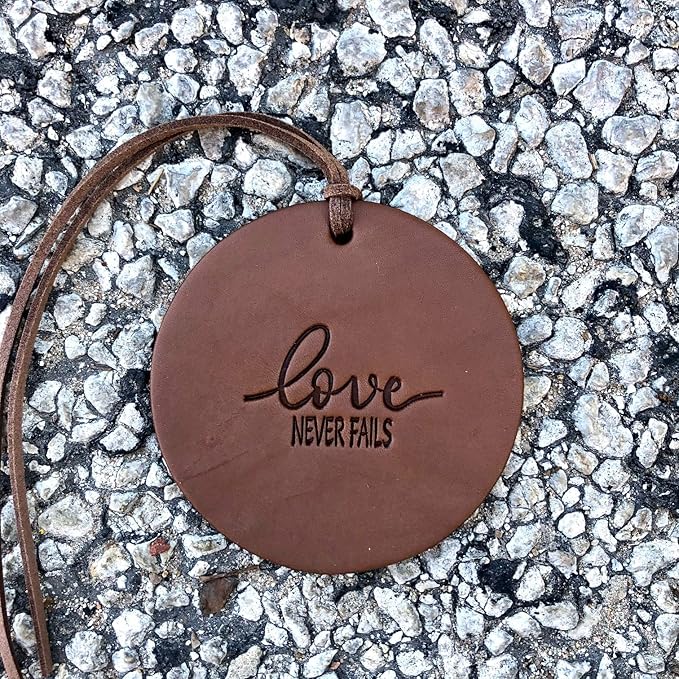 Air Flair | Leather Car Air Freshener | Love Never Fails (Brown, 2) Warm Vanilla Sugar Scent