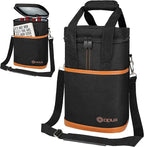 Opux 4 Bottle Insulated Wine Cooler Bag - Leakproof Padded Portable Wine Bottle Carrier for Travel Picnic BYOB Gift (Brown)