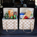 Checkered Insulated Grocery Bags 2 Pack, Checkerboard Cooler Shopping Bags for Groceries, Insulated Bags for Food Delivery