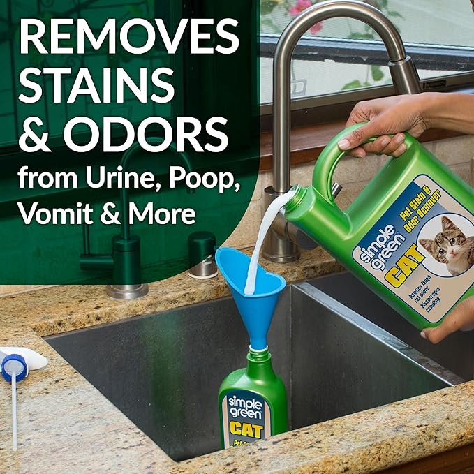 Cat Stain & Odor Remover - Enzyme Cleaner for Cat Urine, Feces, Blood, Vomit - 32oz