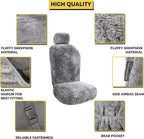 ZONETECH Sheepskin Seat Covers Fuzzy Car Seat Covers Grey Australian Merino Wool Fluffy Fur Auto Accessories All Season Protection for Your Seats Universal Fits Most Car SUV Airbag Compatible