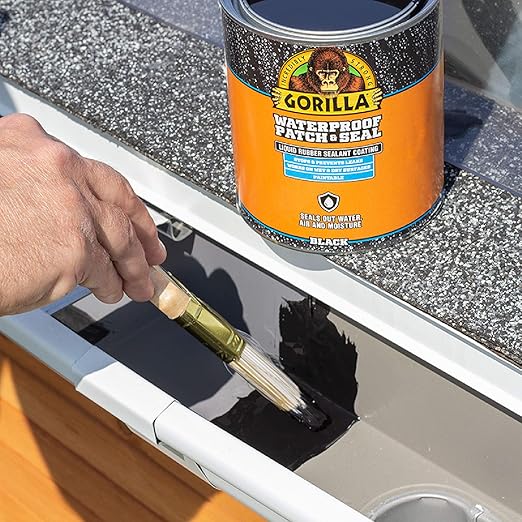 Gorilla Patch & Seal Liquid Rubber Waterproof Sealant, Black, 32 Ounce (Pack of 1) - Seals Out Water, Air, and Moisture
