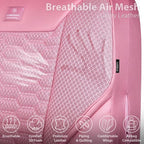 CAR PASS 3D Foam Mesh Leather Car Seat Covers Full Set, Pink Breathable Mesh Faux Leather Seat Covers for Women, Universal Fit for Car SUV Truck Sedan Automotive, Armrest Airbag Compatible, All Pink