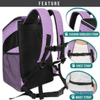 PetAmi Small Dogs and Cat Backpack Carrier, Airline Approved Pet Backpack Carrier, Ventilated, Safety Strap, Buckle Support Designed for Hiking Travel Camping Outdoor, Max 18 lbs (Heather Purple)