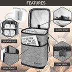 Opux 4 Bottle Insulated Wine Cooler Bag - Leakproof Padded Portable Wine Bottle Tote for Travel Picnic BYOB - Heather Gray