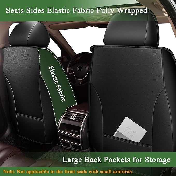 Car Seat Covers for Honda HR-V 2016-2026: Breathable Perforated Leather Seat Cover (Full Set, Black)