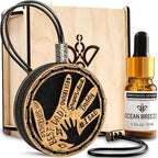 Handmade Wood Car Air Freshener — Father’s Hands Designed Refillable Essential Oil Diffuser — Long Lasting Ocean Breeze Fragrance Oil 10 ml — Car Accessories Gift Box