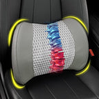 Memory Foam Lumbar Support Cushion Relieves Lower Back Pain for Car, Office Chair, and Wheelchair Use, 4D Mesh Cover, Gray