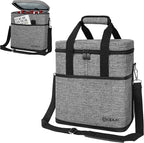 opux 6 Bottle Carrier Tote | Insulated Padded Wine Cooler Bag for Travel. Picnic, BYOB | Portable Leakproof Wine Tote Bag for Dinner, Party, Christmas, Wine Gift for Women, Men (Heather Gray)