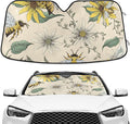 Bee White Daisy Windshield Sun Shade Blocks UV Rays Visor Protector Accordion Folding Sun Reflector Auto Sunshade for Car Truck SUV to Keep Your Vehicle Cool