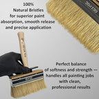 5 Inch Stain Deck Wide & Thick Paint Brush - High European Quality - Natural Bristles - for Home, Wood, Walls, Art, Trim & Furniture - for Acrylic, Oil, Stain, Chalk & Latex Paints