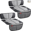 Helteko Car Seat Protector - 2 Pack Seat Mat for Under Child Booster Carseat, Seat Cover Protector from Waterproof & Stain Resistant Thickest Padding Material for Leather and Fabric Seats, Gray