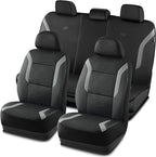 Skechers Memory Foam Car Seat Covers, Air Cool Mesh Thick Seat Covers, Car Seat Full Sets, Airbag Compatible, Automotive Comfort Protection for Most Cars,Vans,Trucks, SUVs,Grey