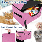 Petskd Portable Travel Litter Box for Cats with Lid and 10 pcs Liner Bags, Light Weight, Leak-Proof and Higher Sides for Road Trips, Hotel Stays, Car Travel(Pink)