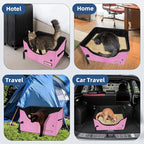 Petskd Portable Travel Litter Box for Cats with Lid and 10 pcs Liner Bags, Light Weight, Leak-Proof and Higher Sides for Road Trips, Hotel Stays, Car Travel(Pink)