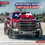 Autoamerics 1-Piece Windshield Sun Shade American Texas Flag USA Patriotic Design - Foldable Car Front Window Sunshade for Sedans SUV Truck - Blocks Max UV Rays and Keeps Your Vehicle Cool - Medium