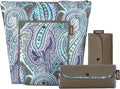 Sachi 3 Piece Market Tote Set Insulated Thermal Reusable Grocery Bags for Cold and Hot Foods Lightweight, Portable and Foldable Brown Damask Paisley