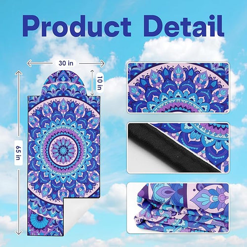 2 Pack Car Seat Towel Covers, Sweat Protector for Front Seats, Premium Thickened Microfiber, Mandala, Non-Slip Elastic Strap, Breathable Quick Dry, Machine Washable Cover for Gym Running Universal Fit