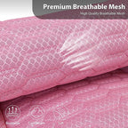 CAR PASS 3D Foam Mesh Leather Car Seat Covers Full Set, Pink Breathable Mesh Faux Leather Seat Covers for Women, Universal Fit for Car SUV Truck Sedan Automotive, Armrest Airbag Compatible, All Pink