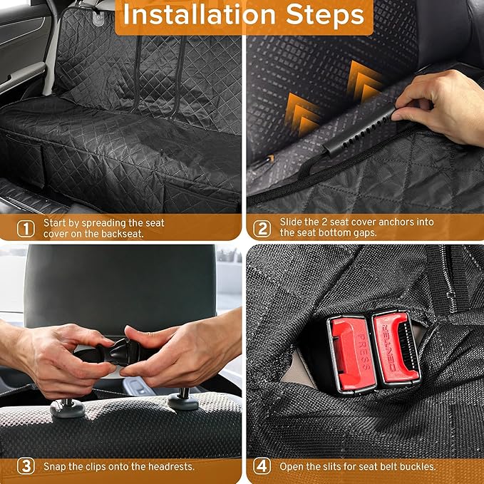 Dog Car Seat Cover for Back Seat Compatible with Toyota RAV4 RAV-4 Tacoma CHR 2000-2025 2026 Accessories, Waterproof & Non-Slip Car Pet Bench Rear Seat Covers