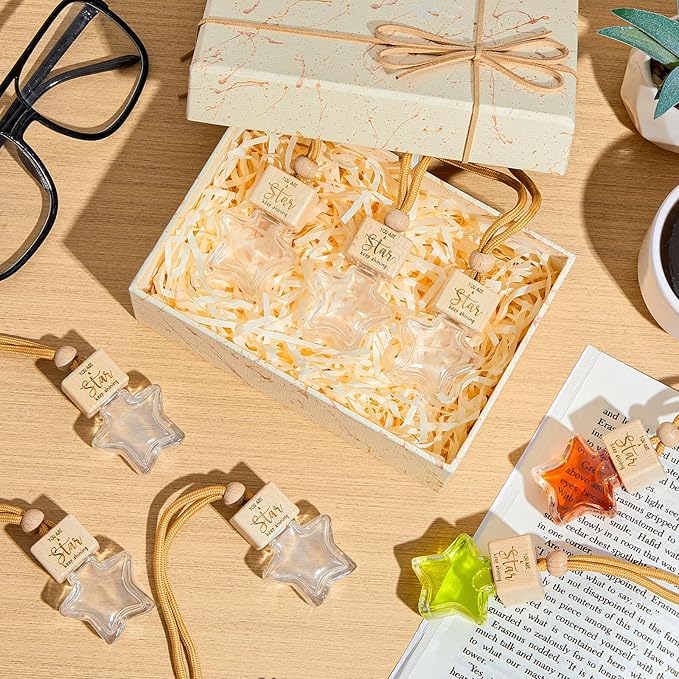 24 Pcs Employee Appreciation Gifts 8ml Car Diffuser Air Freshener Hanging Ornament Empty Glass Essential Oil Bottle Thank You Gift for Volunteer Administrative Professionals Staff Coworker Teacher