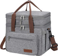Maelstrom Lunch Box, 23L Insulated Lunch Bag, Expandable Double Deck Cooler Bag, Lightweight Leakproof Tote Bag With Side Tissue Pocket, Suit For Men and Women (B. Gray)
