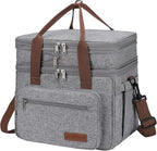 Maelstrom Lunch Box, 23L Insulated Lunch Bag, Expandable Double Deck Cooler Bag, Lightweight Leakproof Tote Bag With Side Tissue Pocket, Suit For Men and Women (B. Gray)