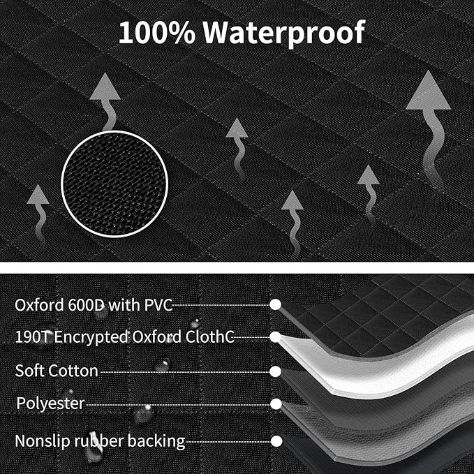 Back Seat Pet Cover for Dogs with Mesh Window - Tesla Model 3, SUV, Sedan, 600D Waterproof Heavy Durable Hammock, Scratch Proof Nonslip with Seatbelt, Dog Car Seat Cover for Back Seat