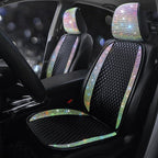 Bling Crystal Diamond Sparkly Glitter Car Seat Cover Premium PU Front Seat Protector Pad Works with 95% of Vehicles Bling Bling Rhinestones Auto Interior Accessories for Women Color 2Seats