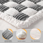 Backseat Dog Bed Mat, Non-Slip Dog Bed for Car Back Seat, Soft & Cozy Dogs Blanket, Washable Travel Pet Mat Seat Protector for Cars, SUVs, Trucks (Grey/White, 51.1" L x 23.6" W x 1.5" Th)