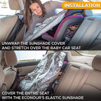 EcoNour Baby Car Seat Sun Shade Cover | Infant Carseat Heat Protector Keeps Toddler Seat at a Cool Temperature | Reflective car seat Sunshade Blocks Out Heat | Baby Travel Accessories