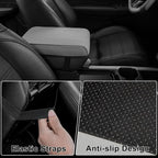 SEG Direct Car Center Console Cover, Breathable Leather Auto Armrest Cover, Memory Foam Arm Rest Cushion, Universal Car Seat Box Cover Car Interior Accessories, Gray