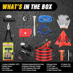 Nilight Car Emergency Kit with Jumper Cable Air Compressor Tire Repair Essential Tools First Aid Alligator Connector Electrical Kit for Travel Camping Outdoor Cars Truck SUV RV