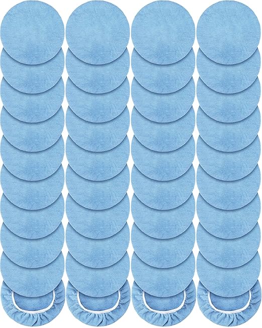 Tallew 40 Pcs 9 to 10 Inches Buffer Pads Bulk Car Polisher Bonnets Orbital Buffer Bonnets Microfiber Polishing Pad Car Wax Cover for Cleaning and Polishing (Light Blue)
