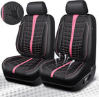 CAR PASS 3D Air Mesh Seat Covers for Car, Leather Car Seat Cover Front Seats, Breathable Foam Premium Leather Mesh Front Seat Covers Universal Fit for Cars Sedans Trucks Vans SUVs, Black Pink