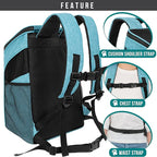 PetAmi Small Dogs and Cat Backpack Carrier, Airline Approved Pet Backpack Carrier, Ventilated, Safety Strap, Buckle Support Designed for Hiking Travel Camping Outdoor, Max 18 lbs (Sea Blue)