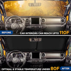 EcoNour 2-Piece Windshield Sun Shade for Jeep, Foldable Jeep Wrangler Sun Shade, Jeep Gladiator Sun Shade, Fits Jeep Wrangler JL JLU 2018-2025, Jeep Gladiator 2020-2025, Keeps Car Interior Cooler