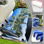 Golf Cart Seat Covers - Quick-Dry Cooling Seat Blanket with 4 Front Pockets, Elastic Armrest Openings, Fits EZGO Yamaha Club Car EPIC, 2-Person Microfiber Suede, Sweat Absorption, All-Season