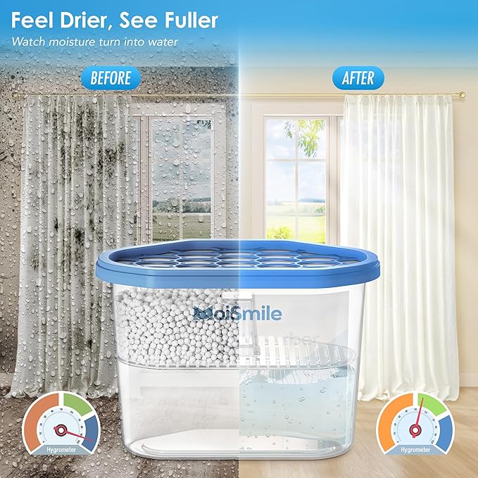 Moisture Absorbers, Efficient Humidity Absorber ＆ Odor Eliminator Boxes, Refillable Car Dehumidifier for Closet, Bathroom, Basement＆ RV, 3 Pack, Fragrance Free