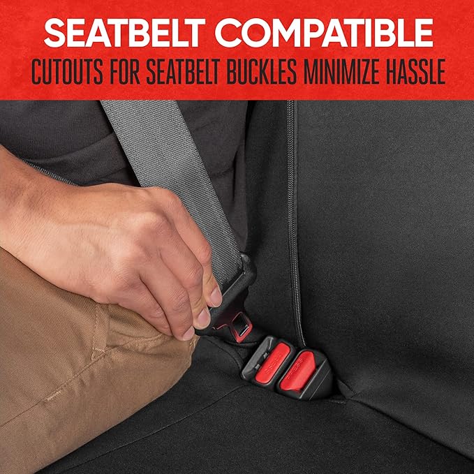 Motor Trend AquaShield Waterproof Black Rear Split Bench Seat Covers for Trucks Rear Seat Cover Only - Black Car Seat Covers, Back Seat Covers Only - Durable Neoprene Spill Resistant for Kids & Dogs