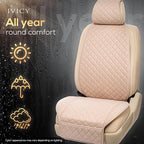 IVICY Faux Linen Front Car Seat Cover – Durable, Non-Slip Seat Protector for Cars – 1 Unit, Light Beige