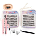 Lash Extension Kit DIY Lash Clusters Kit Eyelash Extensions Individual Lashes Extensions with (Bond,Seal,Tweezers,Remover,168Pcs,Velvet,8-16)