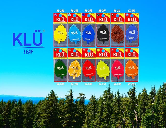 KLÜ Leaf Car Air Freshener I Long Lasting Scent for Auto or Home (25 Pack) Black Snow