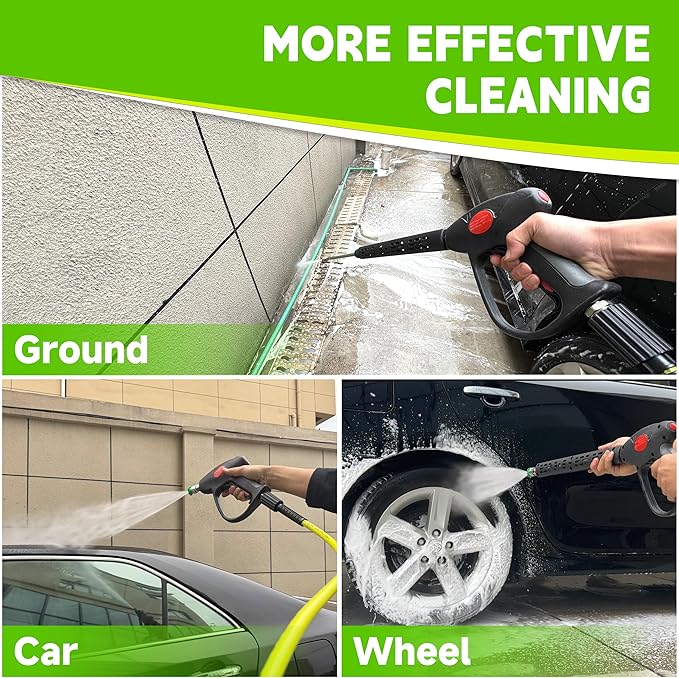 M MINGLE Pressure Washer Hose and Gun Kit, 25 FT Power Washer Hose with 5 Nozzle Tips and M22-14mm Fitting, Replacement for Ryobi, Simpson, Craftsman