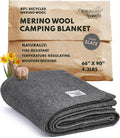 Woolly Mammoth Woolen Co. | Extra Large Merino Wool Camp Blanket | Perfect Outdoor Gear | Bedroll for Bushcraft, Camping, Trekking, Hiking, Survival, or Throw Blanket at the Cabin (Gray), 66" x 90"
