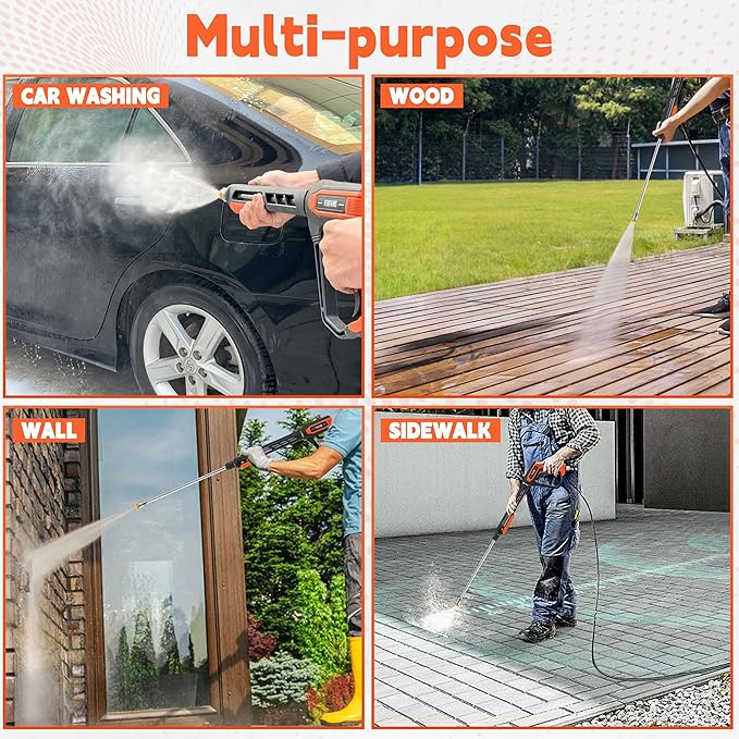 Pressure Washer Gun and Hose Kit, 25 FT High Power Washer Hose with Replacement Wand Extension, 5 Nozzle Tips, M22 Fitting