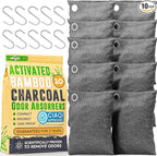 Activated Charcoal Odor Absorber for Strong Odors in Car, Closet, Shoe, Basement. 10 Activated Charcoal Bags Odor Absorbers for Home. Bamboo Charcoals Air Purifying Bag Charcoals Deodorizer Eliminator