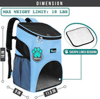 PetAmi Small Dogs and Cat Backpack Carrier, Airline Approved Pet Backpack Carrier, Ventilated, Safety Strap, Buckle Support Designed for Hiking Travel Camping Outdoor, Max 18 lbs (Light Blue)
