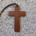 Air Flair | Leather Car Air Freshener | Cross | Rose Pattern (Brown, Warm Sugar Scent)